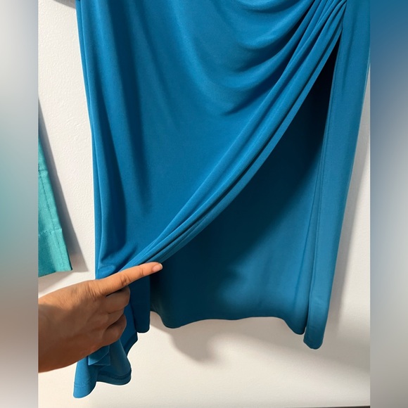 Ralph Lauren Cinched Blue V-Neck Dress - Picture 9 of 9